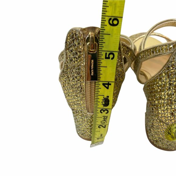 Michael Kors Sandals Metallic Gold Sparkle Women's Gemini Jones Ankle Strap sz 4 - Picture 10 of 16
